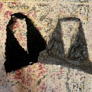 🔆🫶🏻✌️🖤🩶Free People Black and Gray Lace Bralette Set